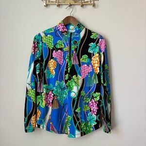 G Lifestyle 1/4 Zip Long Sleeve Pullover Top Large Tassels Grapes